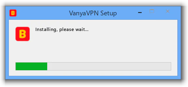 The VanyaVPN installer on Windows 8 with its progress bar